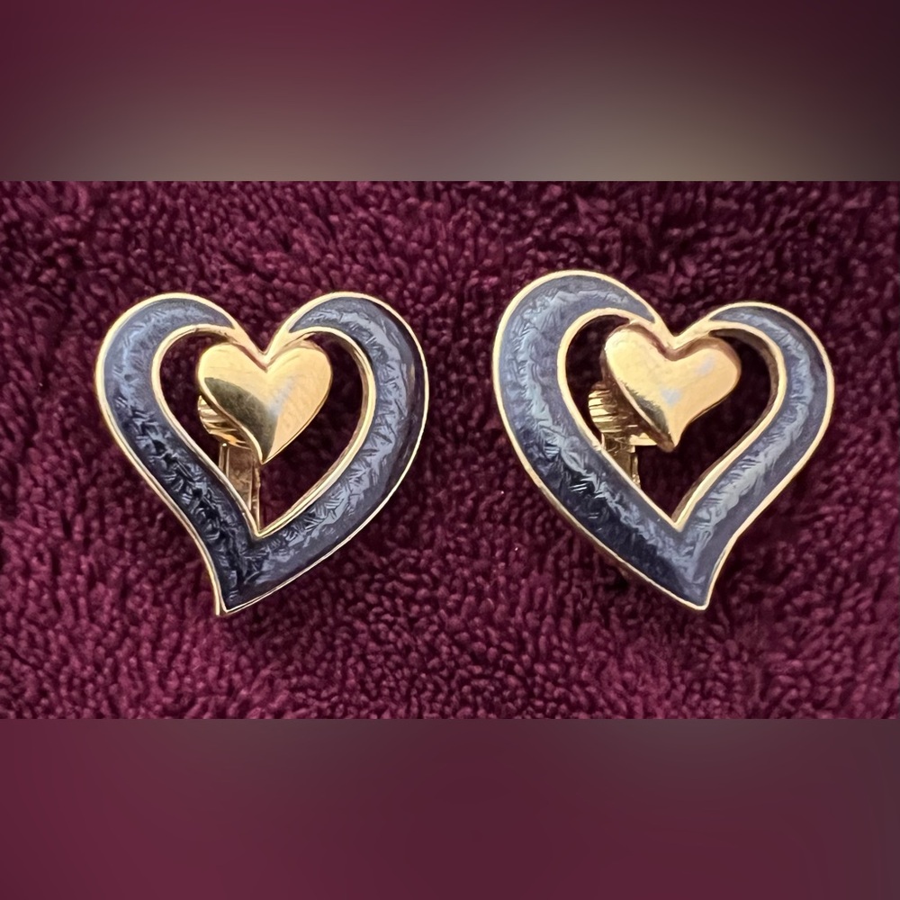 Vintage Avon Double Hearts Clip-On Earrings